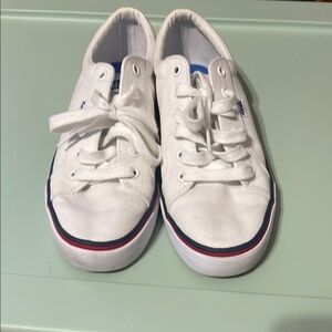 Keds Jump Kick White and Red Canvas Sneakers with Rubber Sole